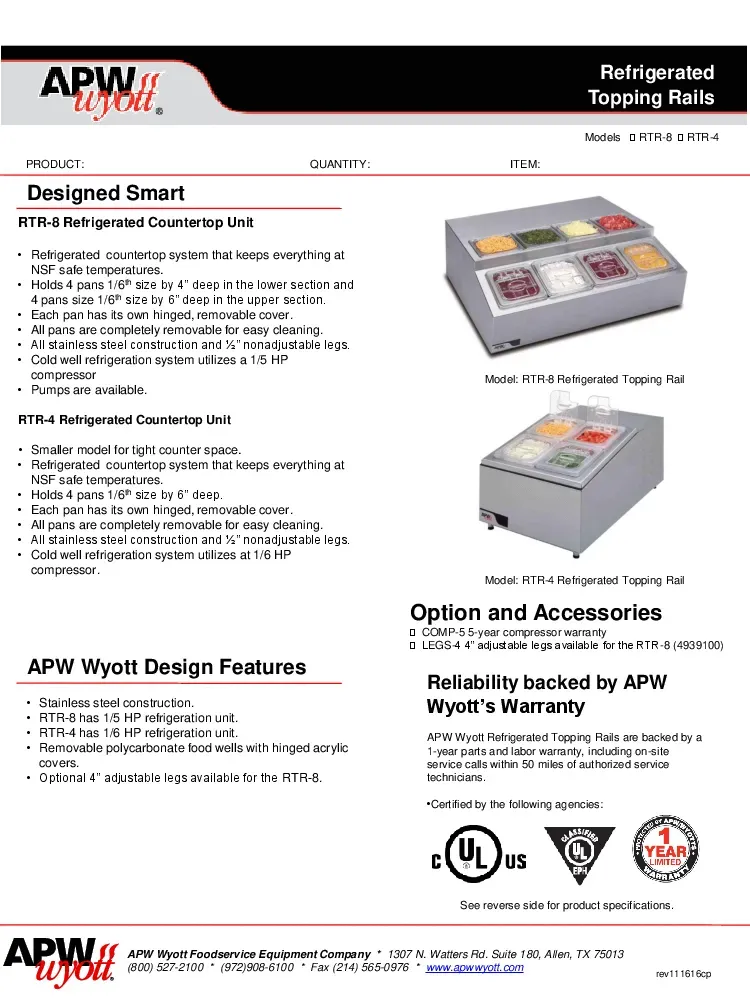 apw-wyott-rtr-8-refrigerated-countertop-pan-rail-adjustable-legs-specsheet-260726b5plxw.pdf